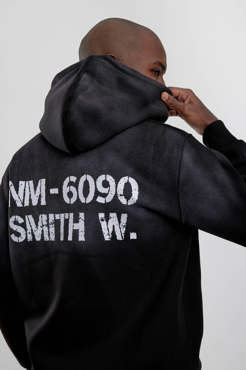 Siyah NM-6090 Baskılı Kapüşonlu Sweatshirt