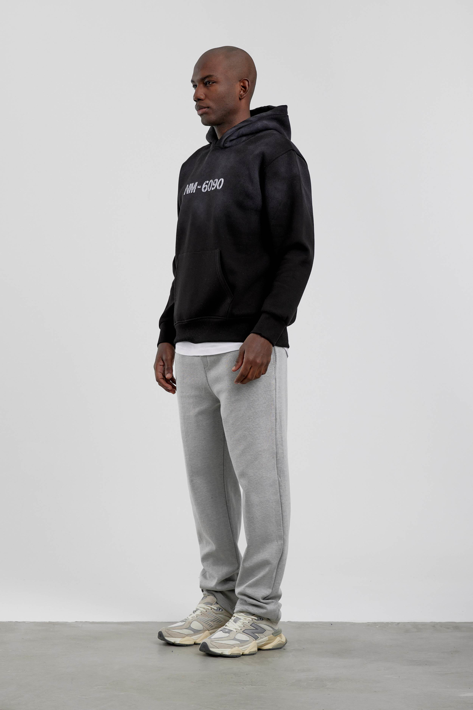 Siyah NM-6090 Baskılı Kapüşonlu Sweatshirt