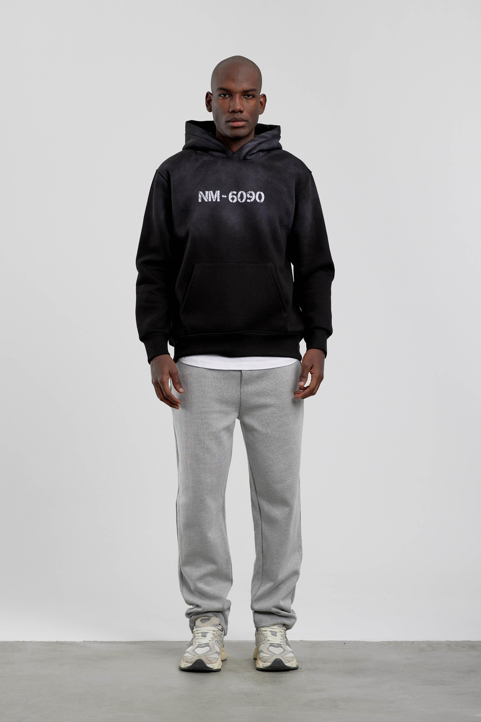 Siyah NM-6090 Baskılı Kapüşonlu Sweatshirt