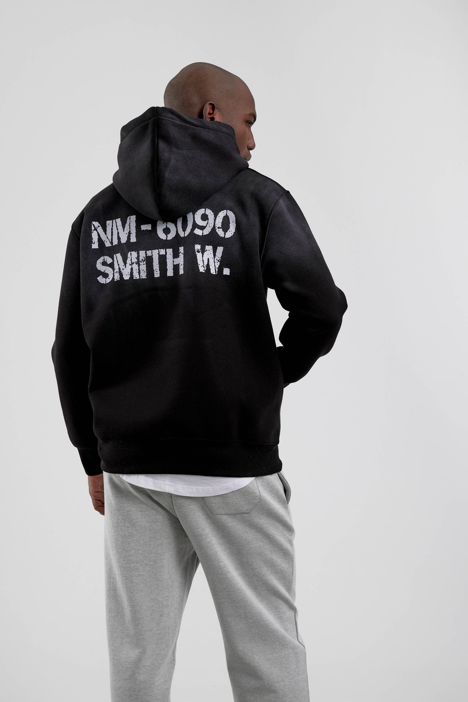 Siyah NM-6090 Baskılı Kapüşonlu Sweatshirt