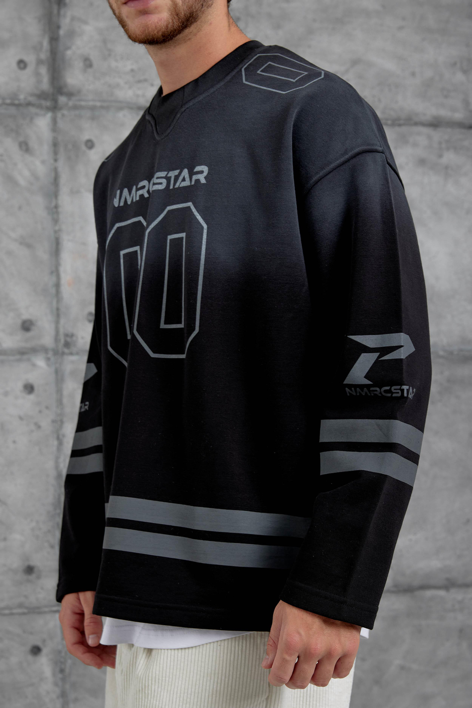 Siyah Nmrc 00 Baskılı Oversize Sweatshirt