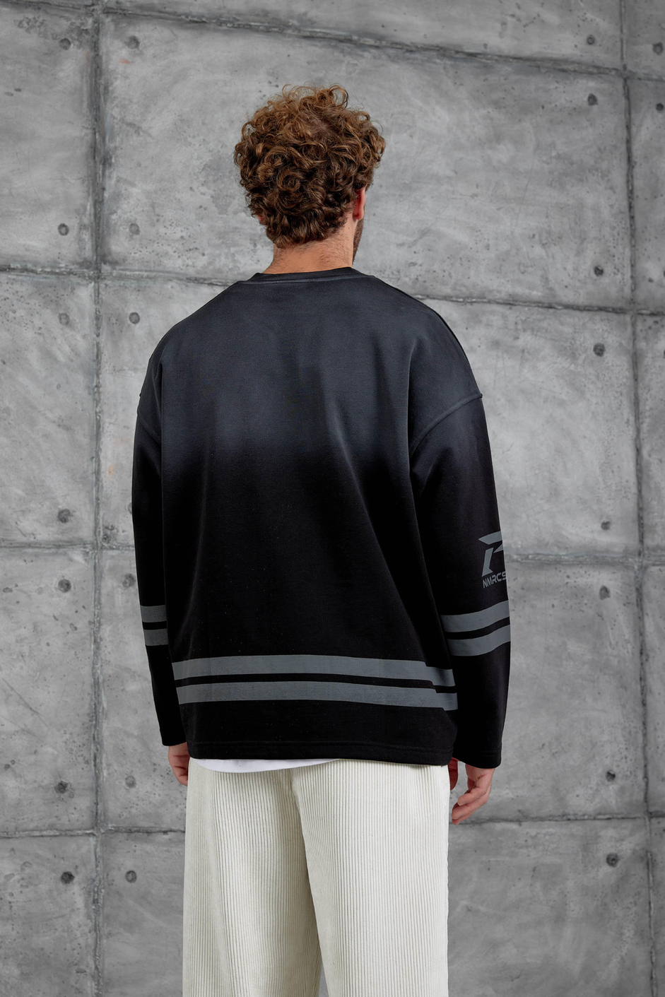 Siyah Nmrc 00 Baskılı Oversize Sweatshirt