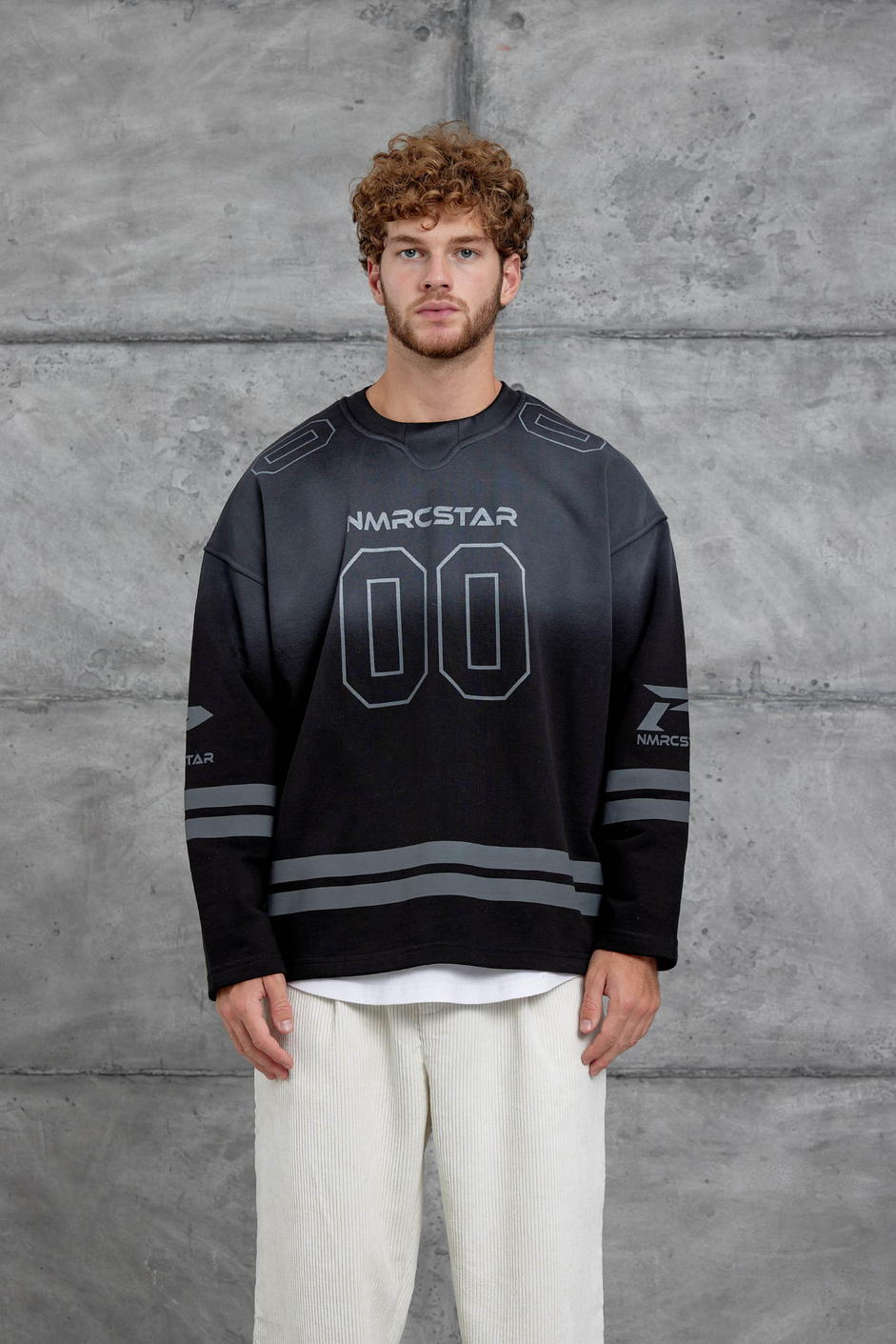 Siyah Nmrc 00 Baskılı Oversize Sweatshirt