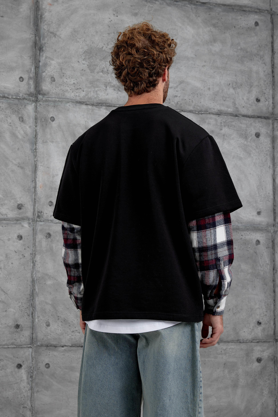 Siyah Nmrc Kolu Parçalı Oversize Sweatshirt