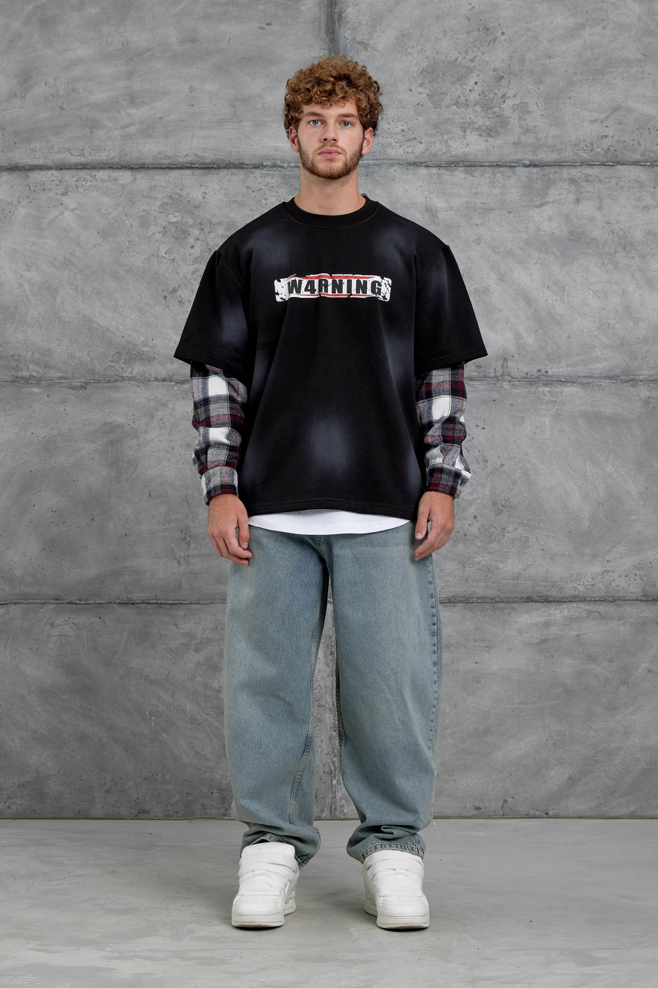 Siyah Nmrc Kolu Parçalı Oversize Sweatshirt