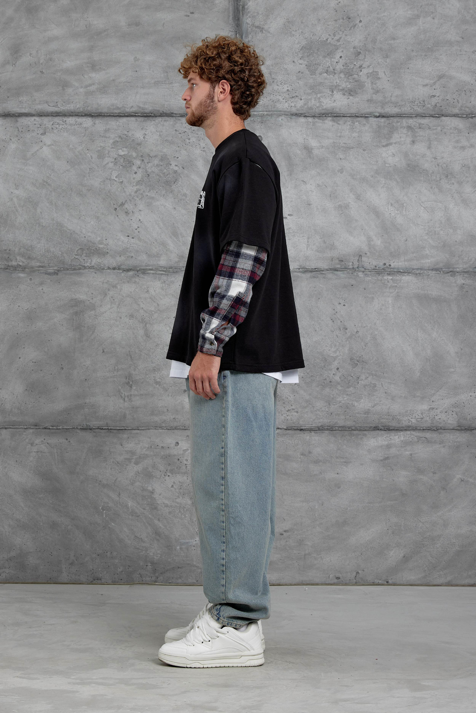 Siyah Nmrc Kolu Parçalı Oversize Sweatshirt