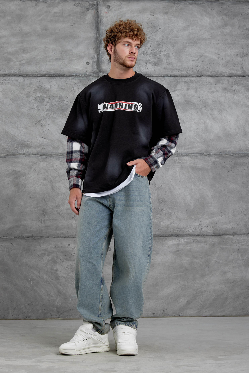 Siyah Nmrc Kolu Parçalı Oversize Sweatshirt