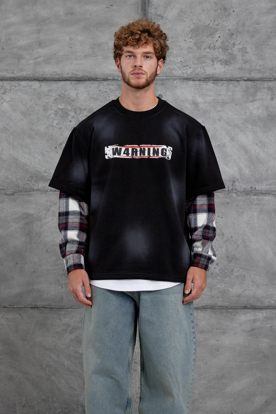 Siyah Nmrc Kolu Parçalı Oversize Sweatshirt