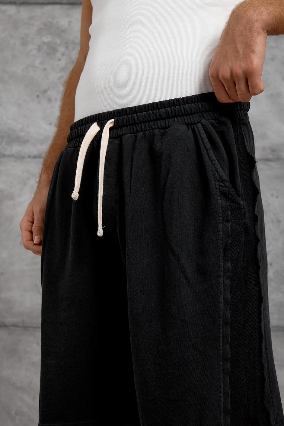 Siyah NMRC OVERSIZE YIKAMALI ŞORT