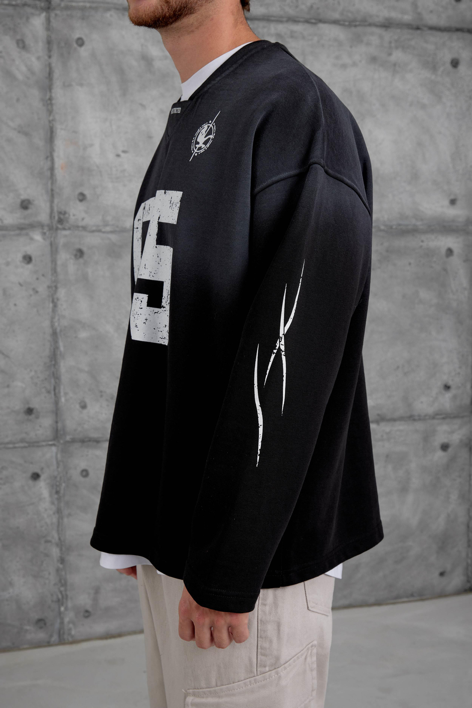 Siyah Nmrc Rakam Baskılı Oversize Sweatshirt