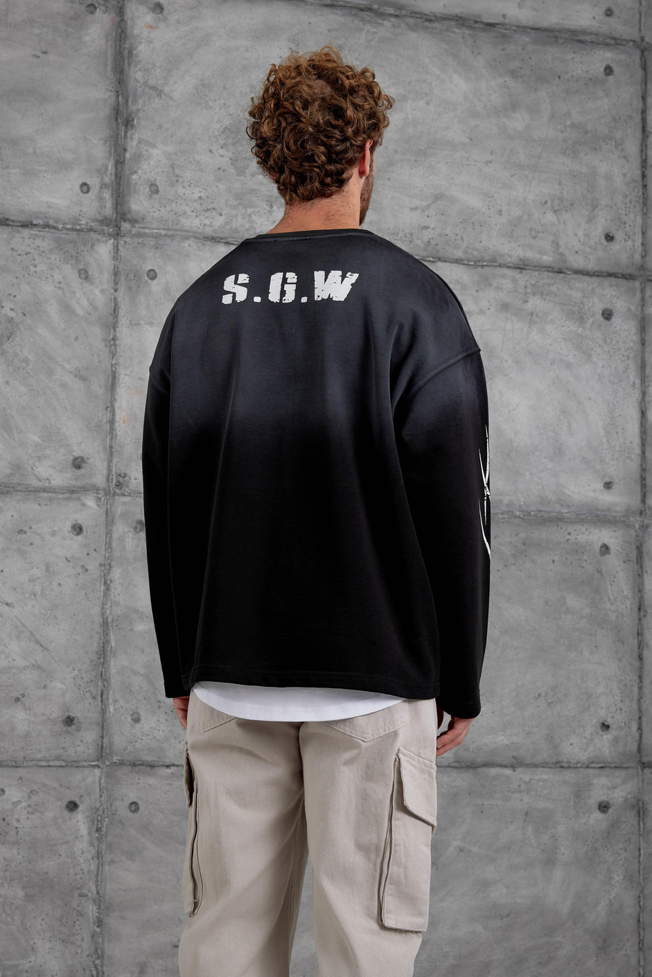 Siyah Nmrc Rakam Baskılı Oversize Sweatshirt