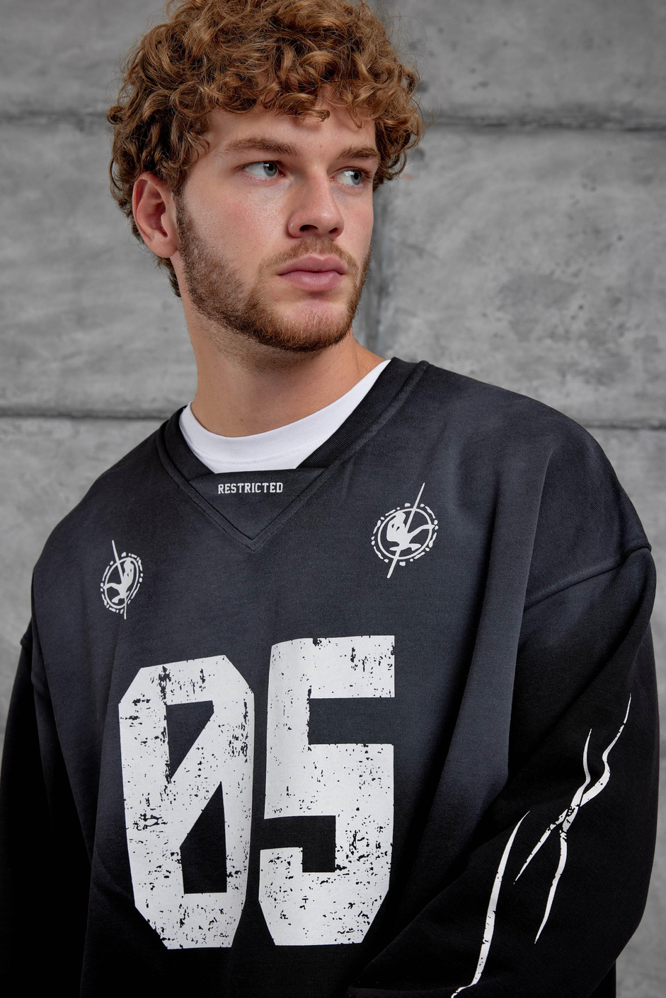 Siyah Nmrc Rakam Baskılı Oversize Sweatshirt