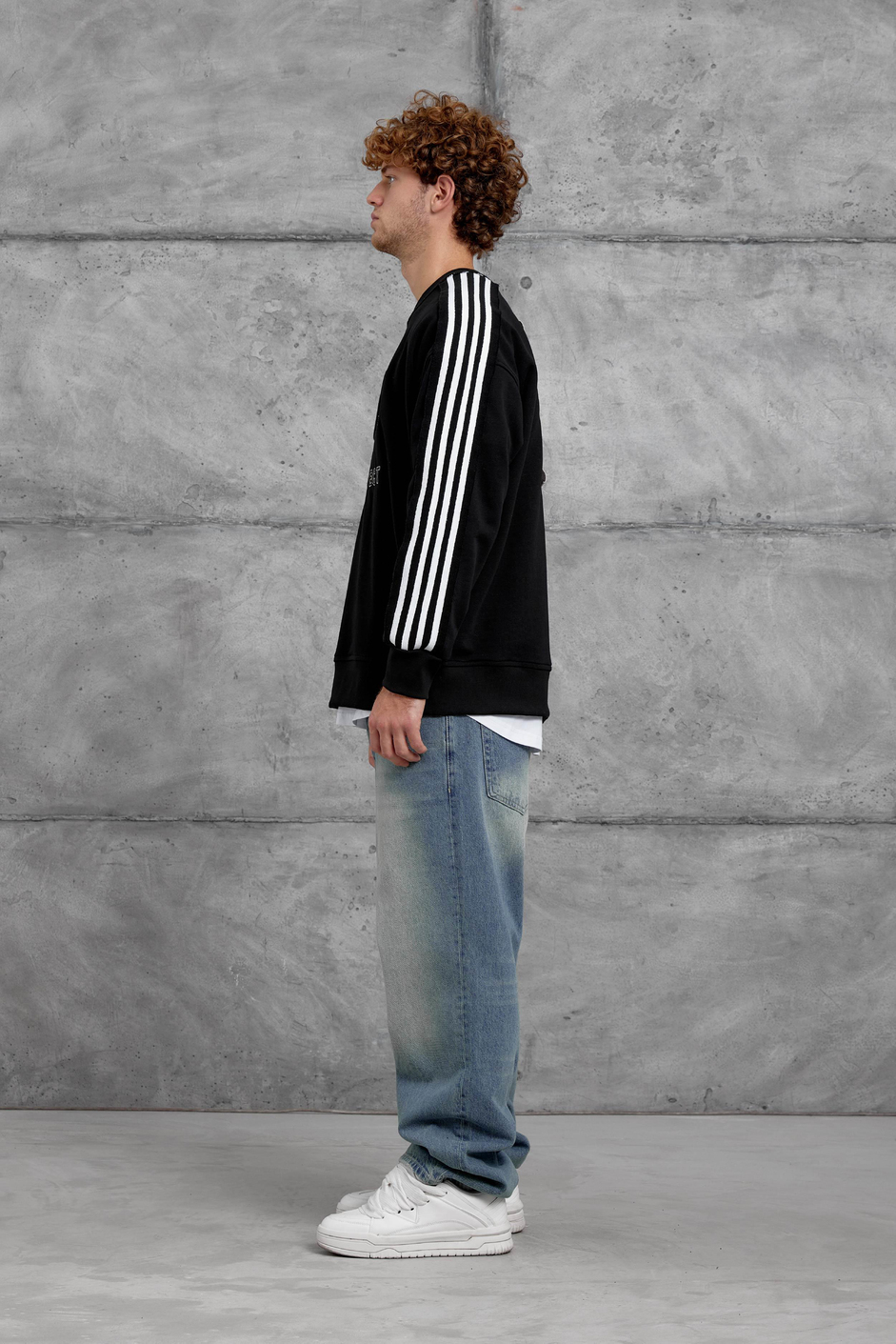 Siyah NMRC ŞERİT DETAYLI 9 NUMARA OVERSİZE SWEATSHİRT