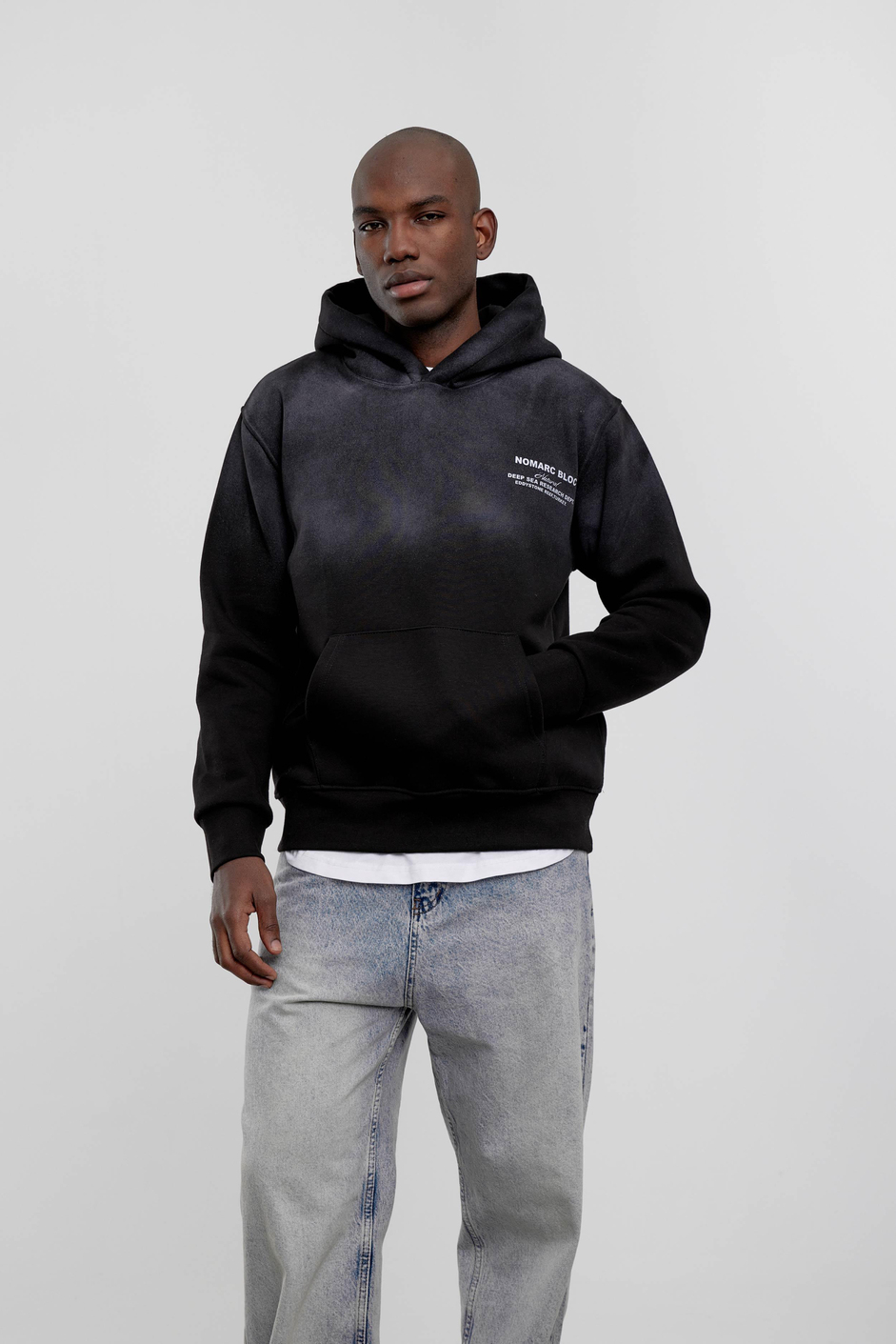 Siyah Nomarc Bloc Baskılı Kapüşonlu Sweatshirt