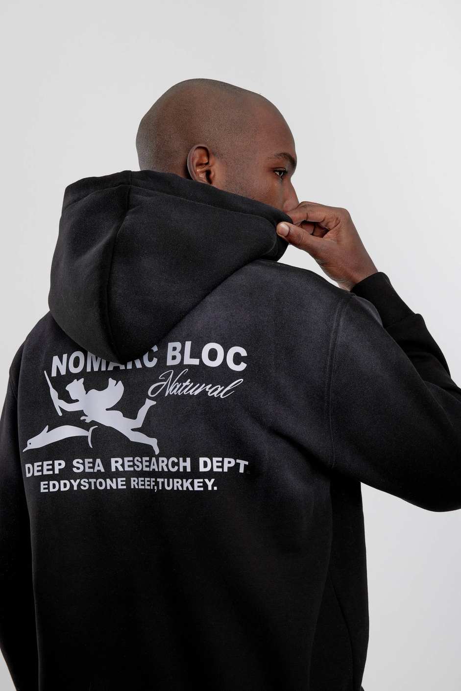 Siyah Nomarc Bloc Baskılı Kapüşonlu Sweatshirt