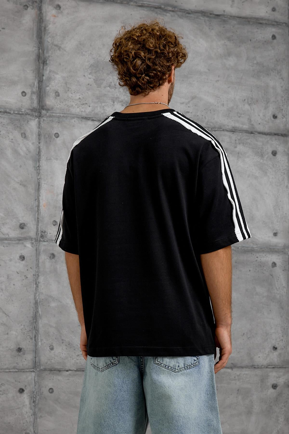 Siyah OMUZDA ŞERİT OVERSIZE TSHIRT