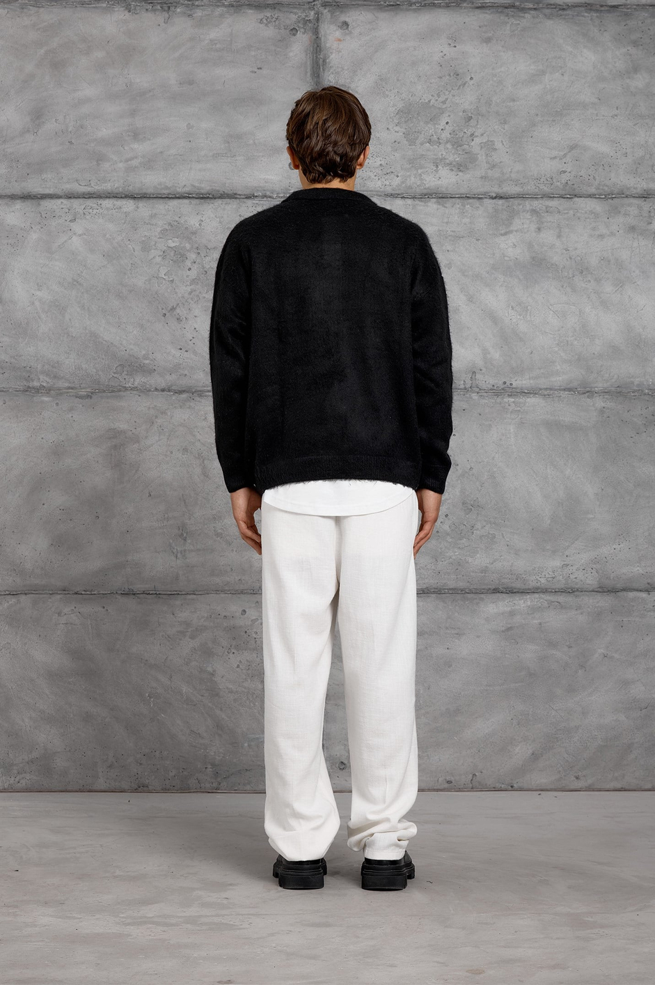 Siyah POLO YAKA K HARF TRİKO SWEAT