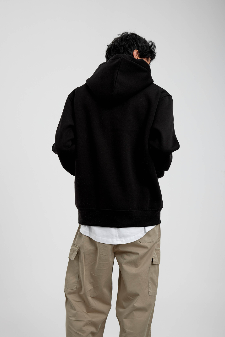 Siyah Pota Baskılı Kapüşonlu Sweatshirt
