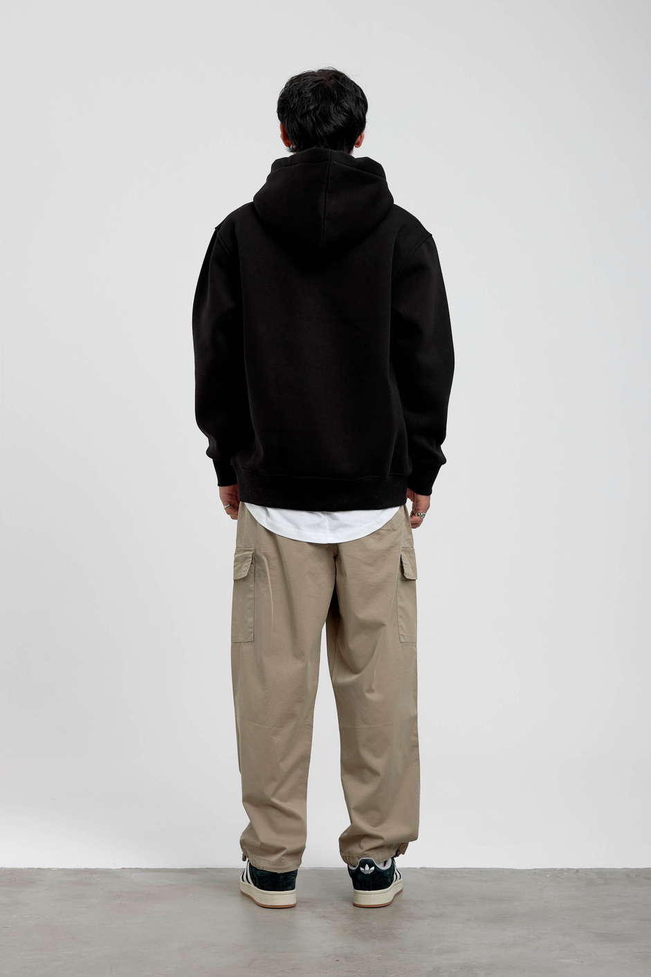 Siyah Pota Baskılı Kapüşonlu Sweatshirt