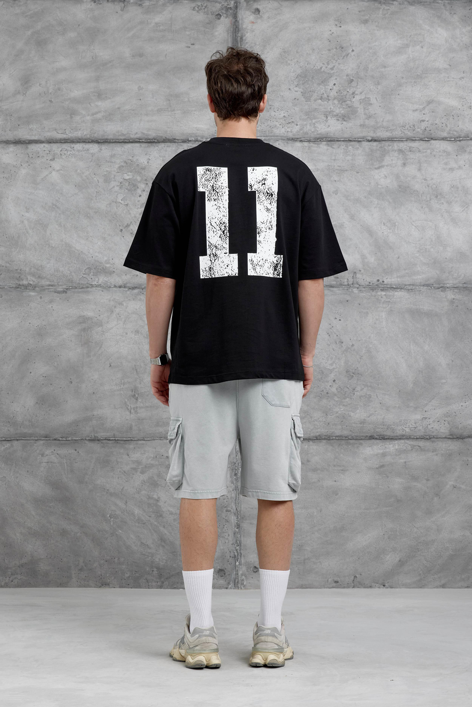 Siyah Remendy Crew Yazılı Oversize Tshirt
