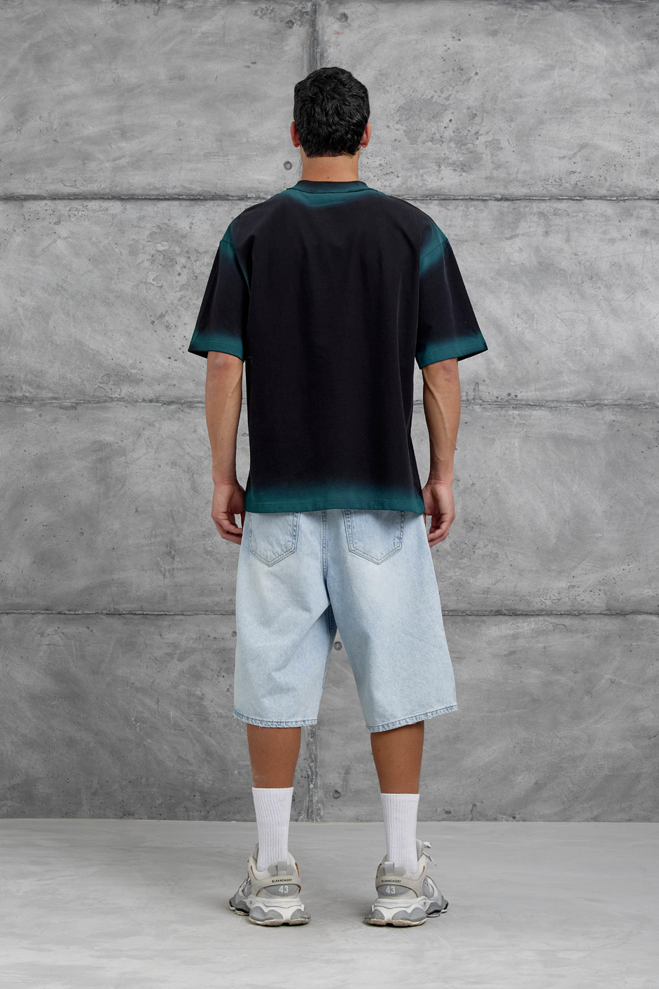 Siyah Restart Baskılı Oversize Tshirt