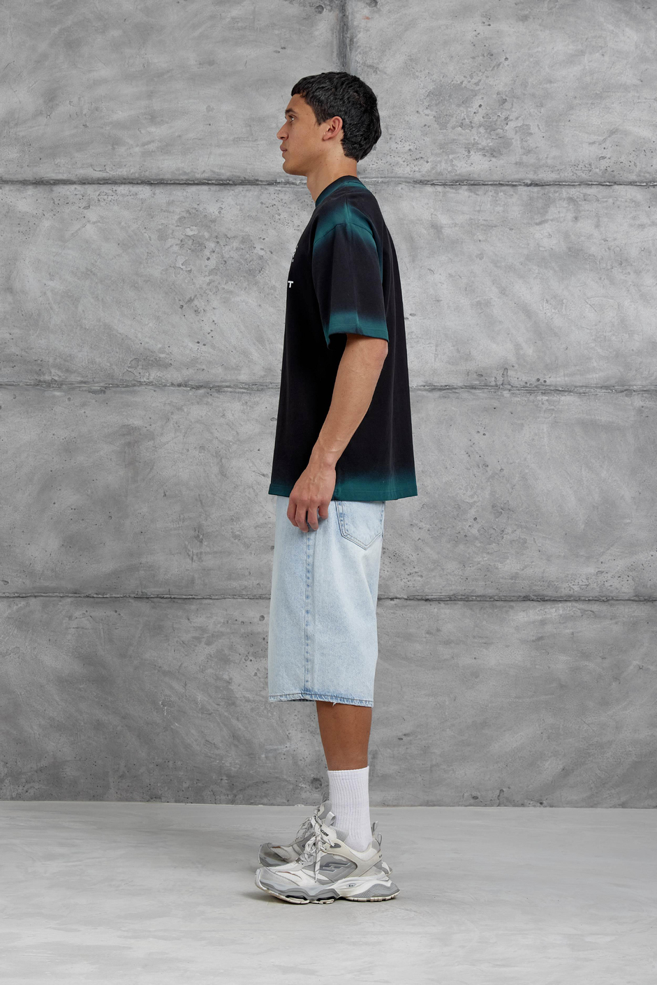 Siyah Restart Baskılı Oversize Tshirt