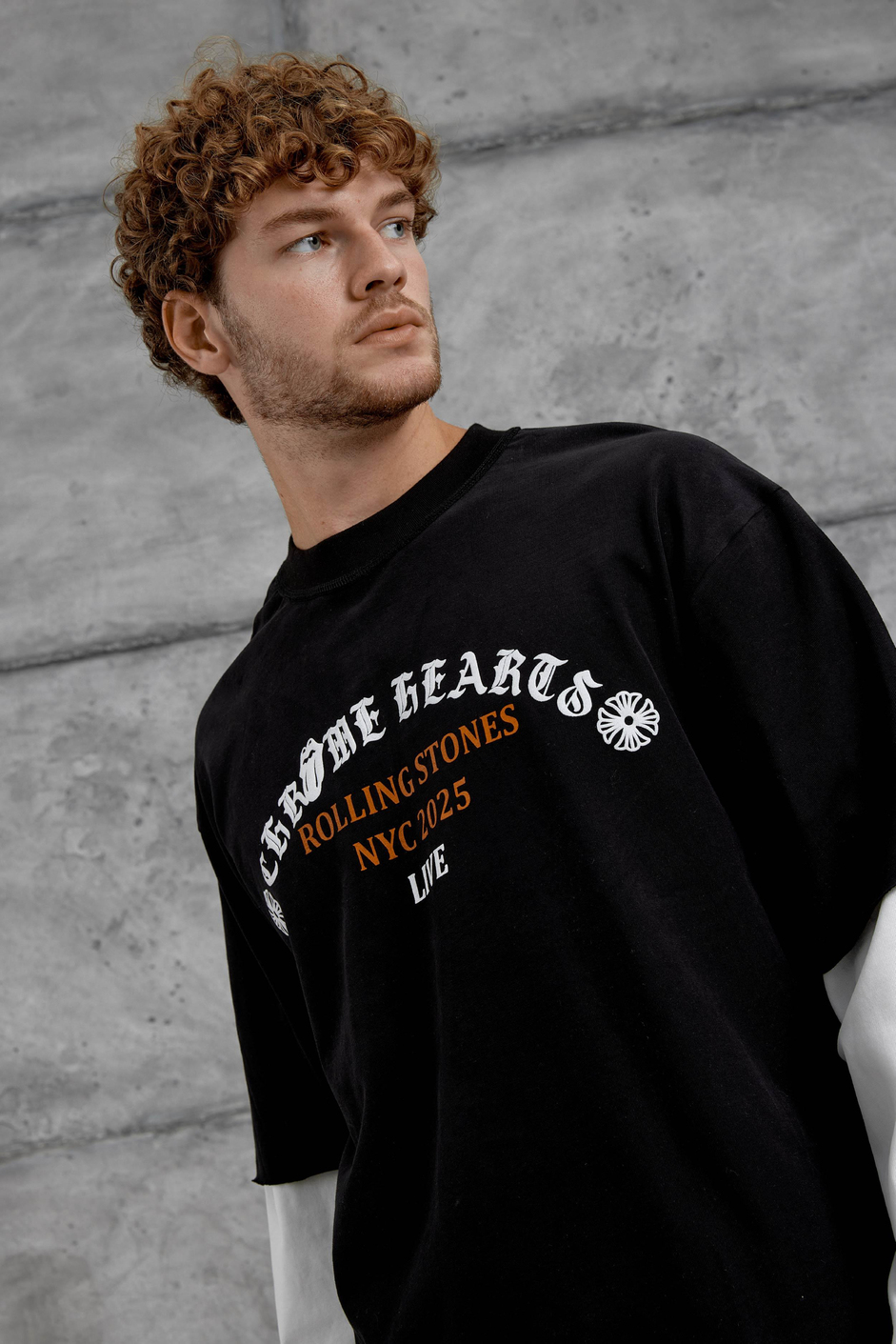 Siyah Rolling Stone Baskılı Parça Kollu Sweatshirt