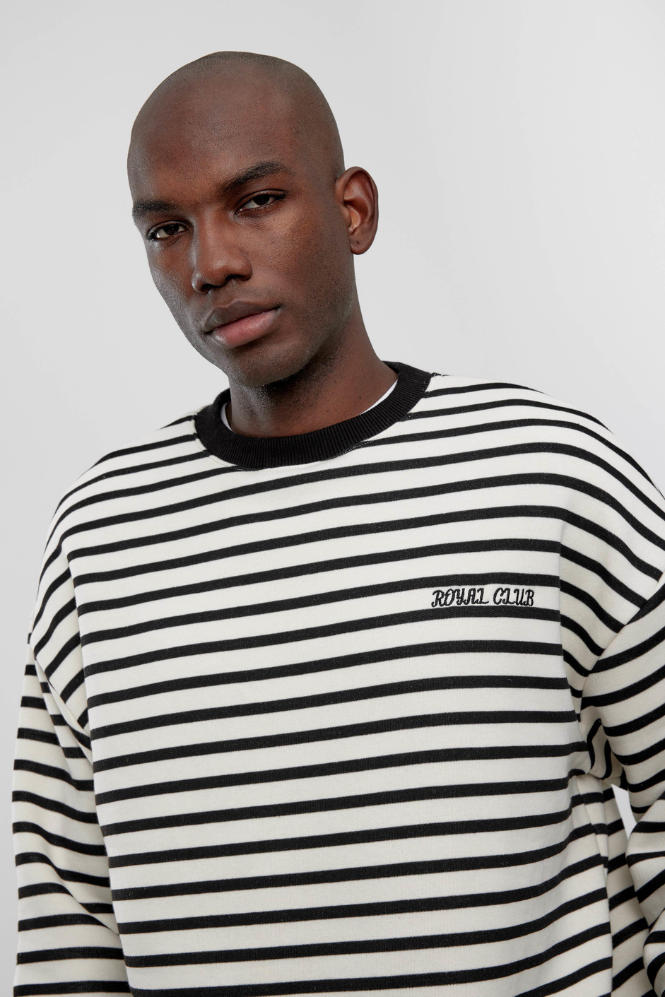 Siyah Royal Club Çizgili Sweatshirt