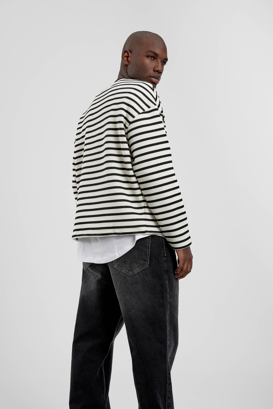 Siyah Royal Club Çizgili Sweatshirt