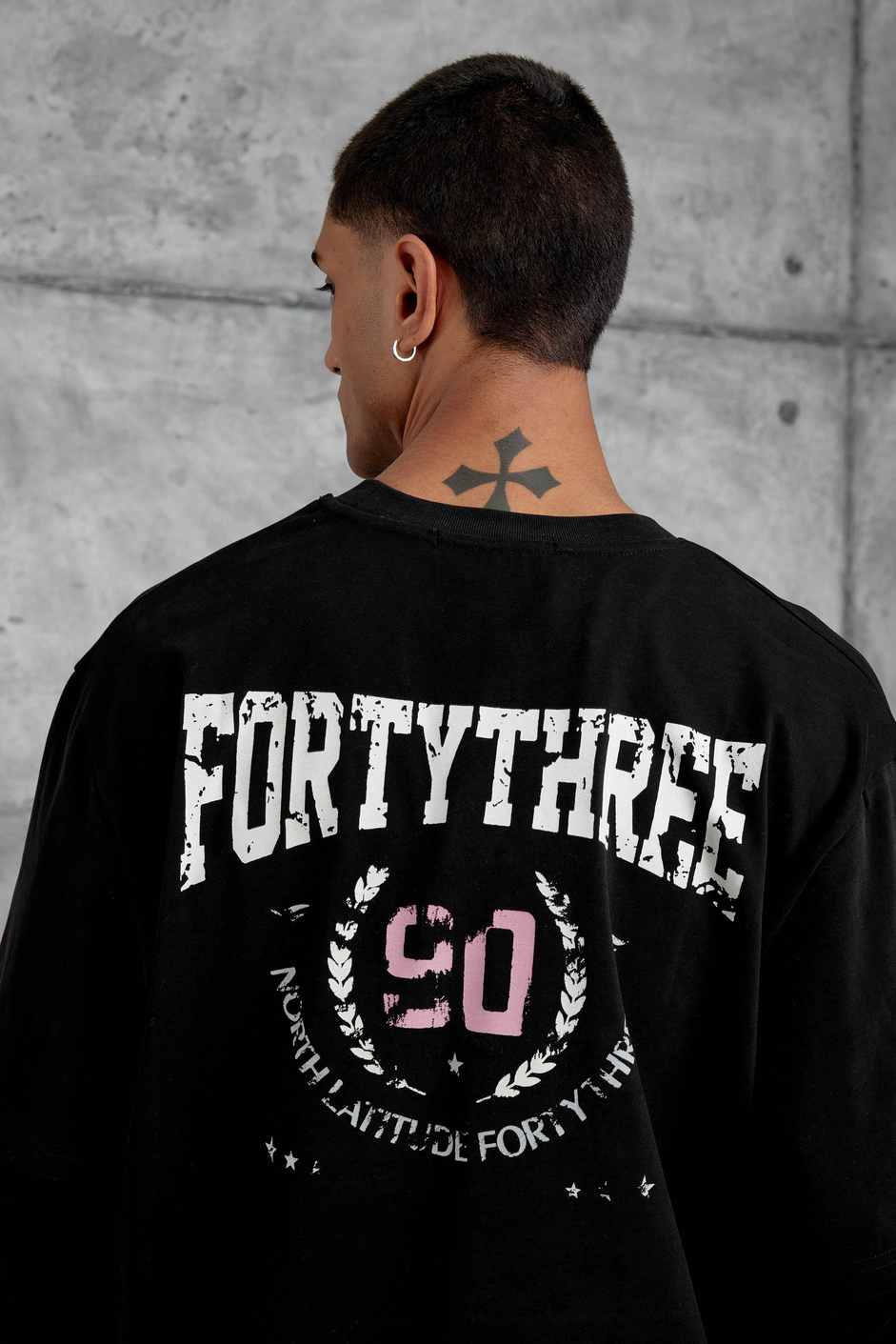 Siyah Sayı Baskılı Oversize Kolu Parçalı Tasarım Sweatshirt