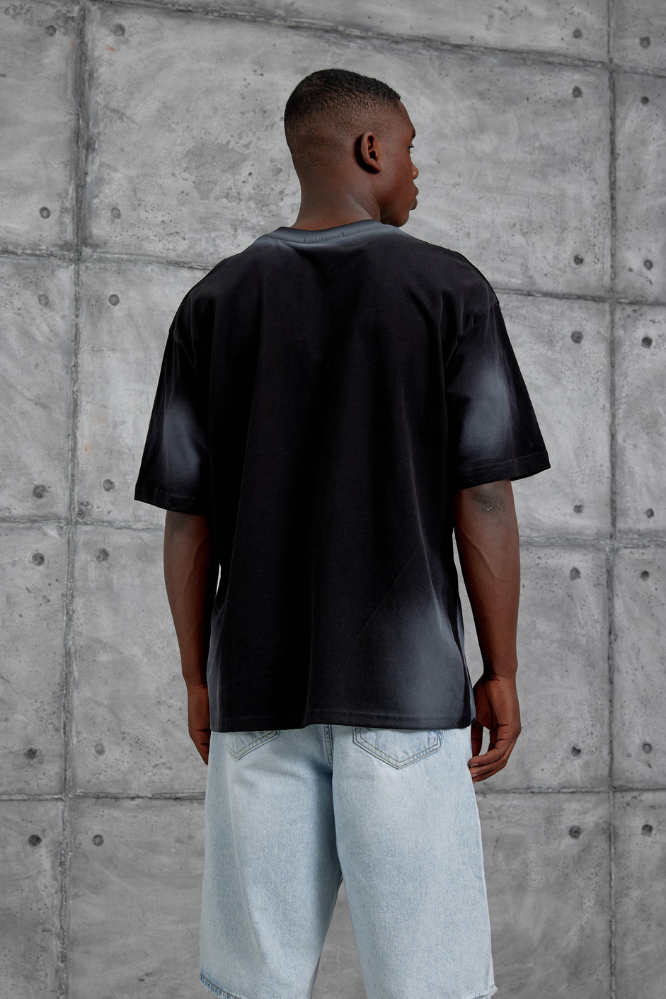 Siyah Sebizegva Baskılı Oversize Tshirt