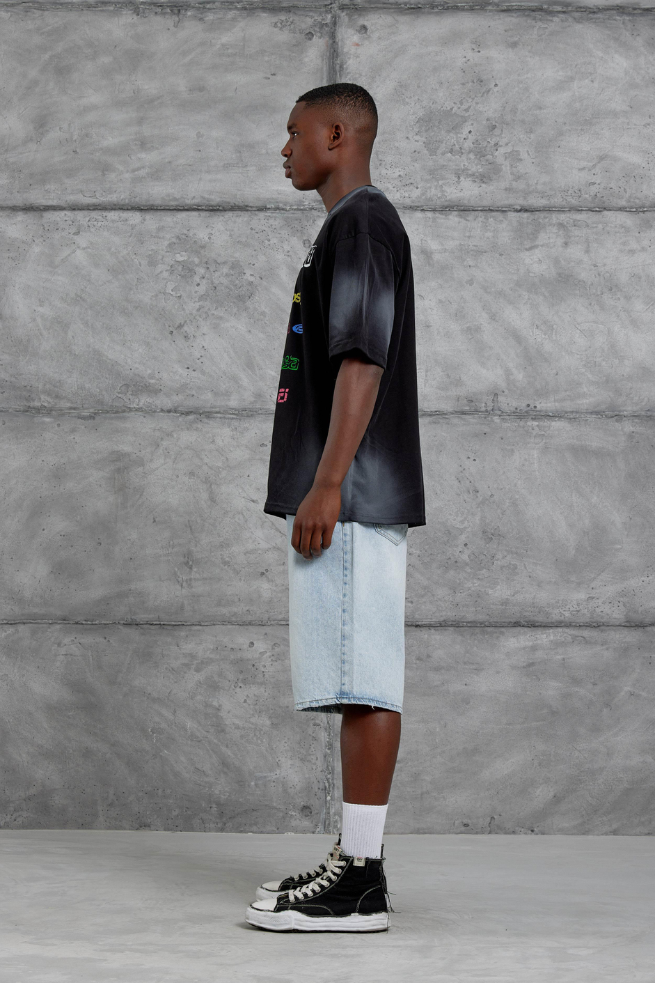 Siyah Sebizegva Baskılı Oversize Tshirt