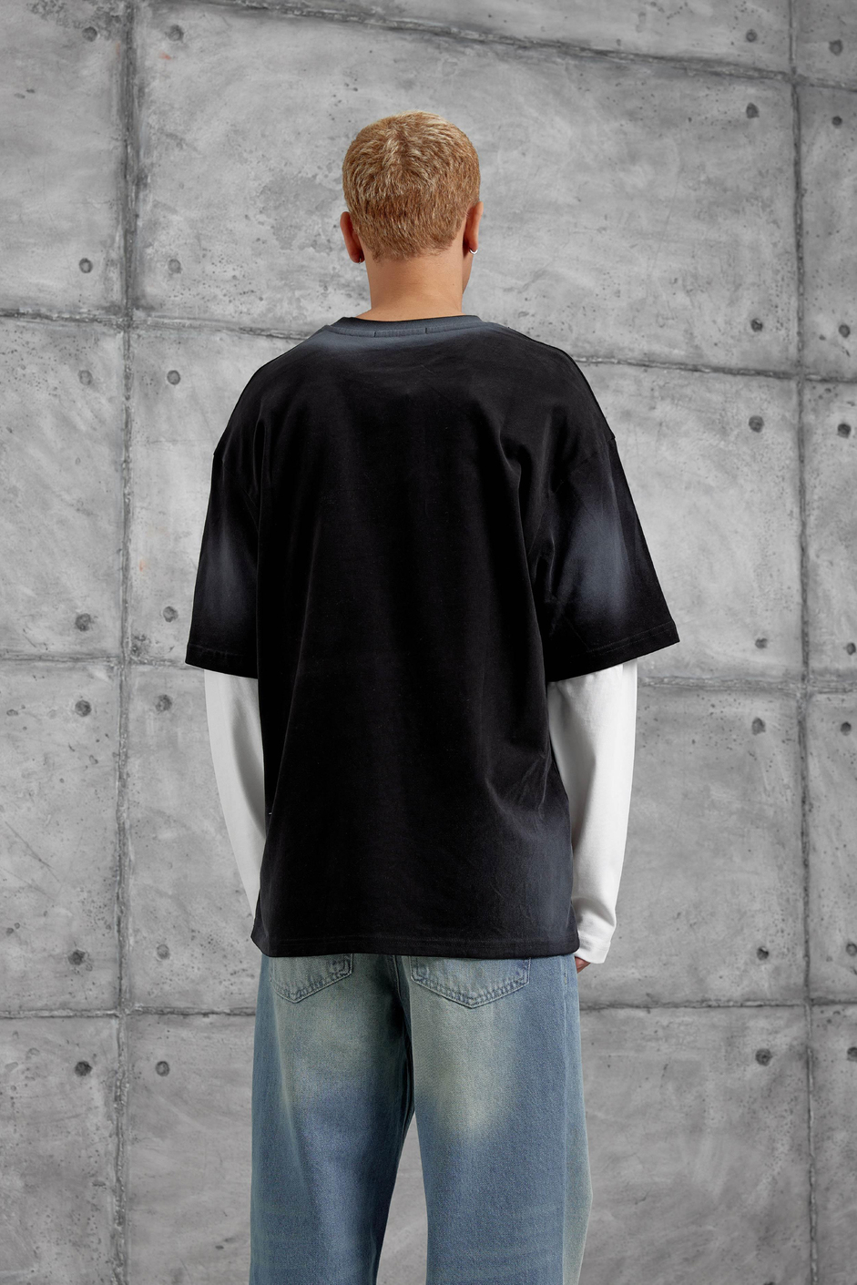 Siyah Sebizegva Baskılı Parça Kollu Sweatshirt