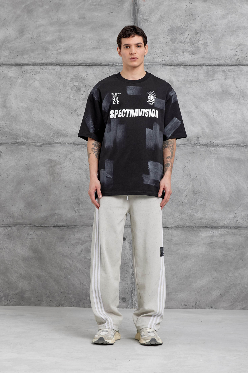 Siyah SPECTRAVİSİON DETAYLI OVERSİZE TSHIRT