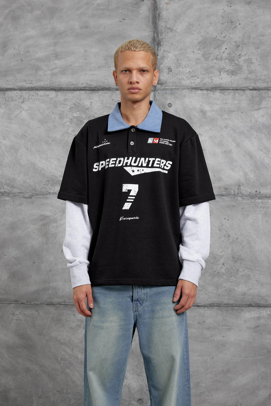 Siyah SPEEDHUNTERS BASKILI OVERSİZE SWEATSHİRT