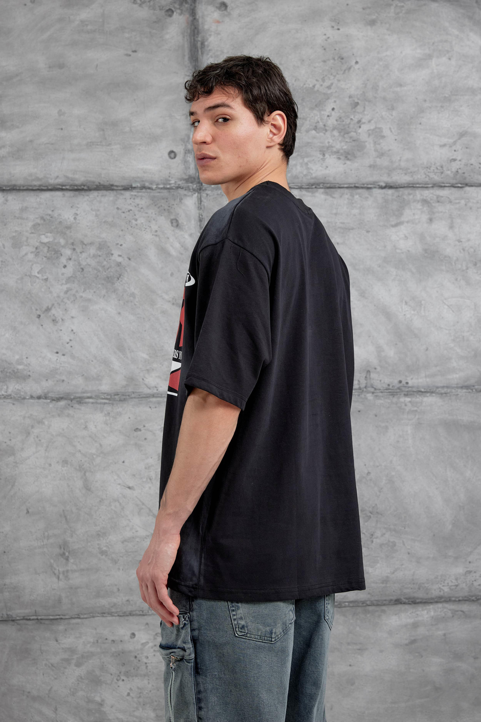 Siyah Super Yazılı Oversize Tshirt