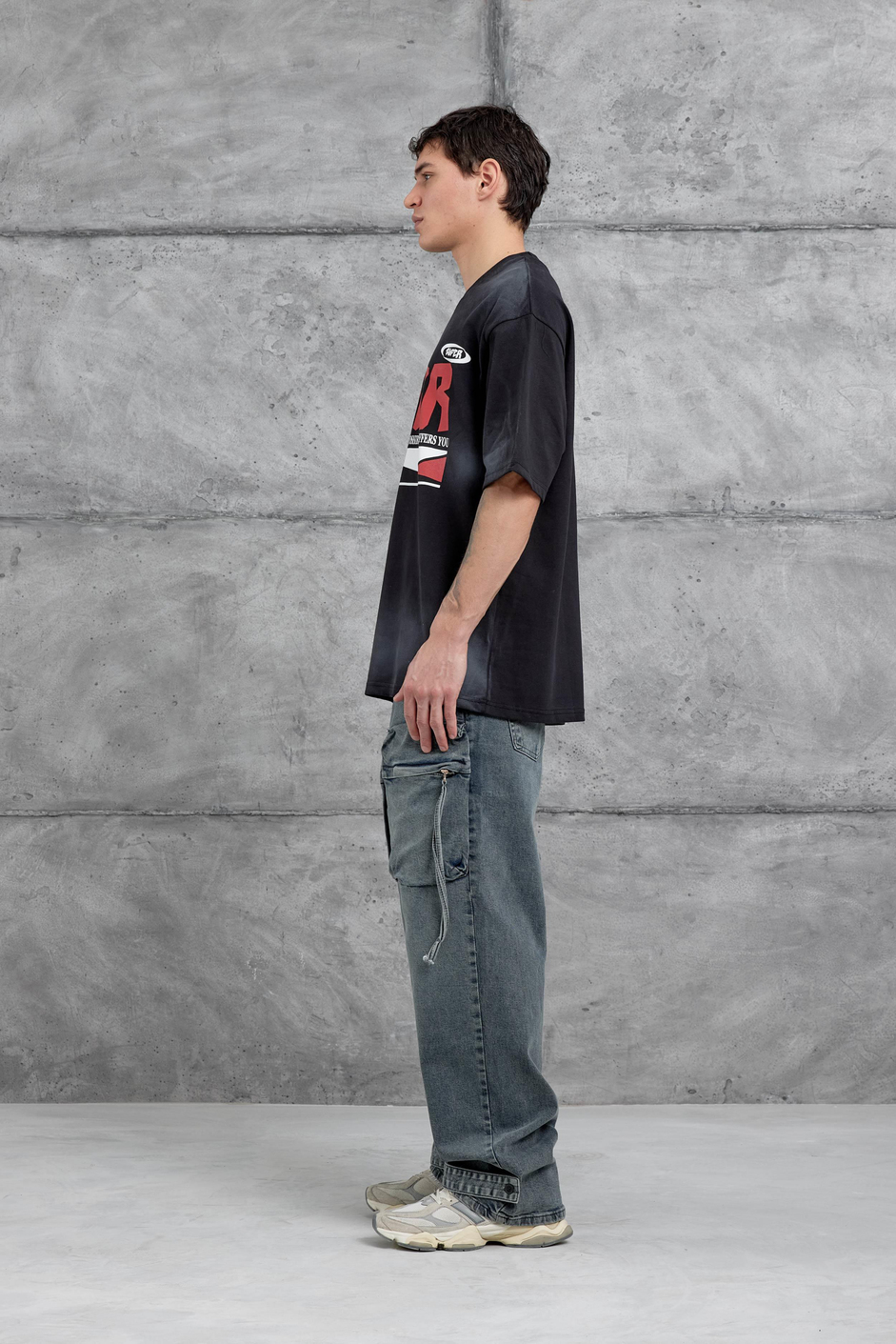 Siyah Super Yazılı Oversize Tshirt