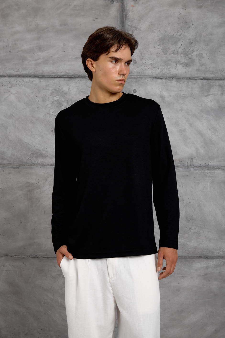 Siyah UZUN KOLLU OYSHO KUMAŞ SWEATSHIRT