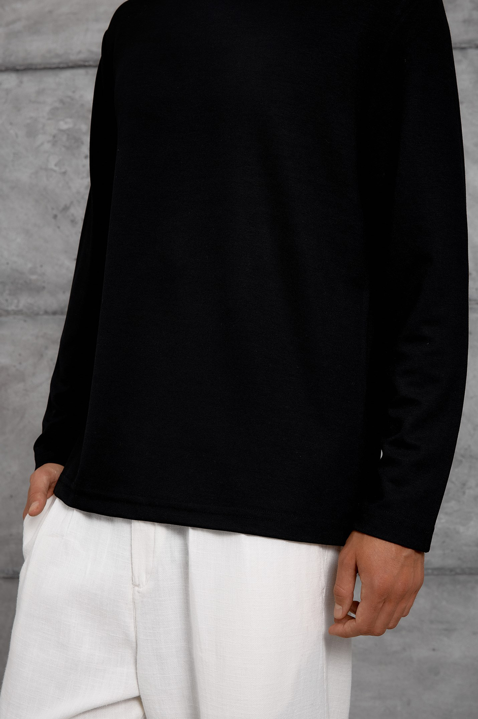 Siyah UZUN KOLLU OYSHO KUMAŞ SWEATSHIRT