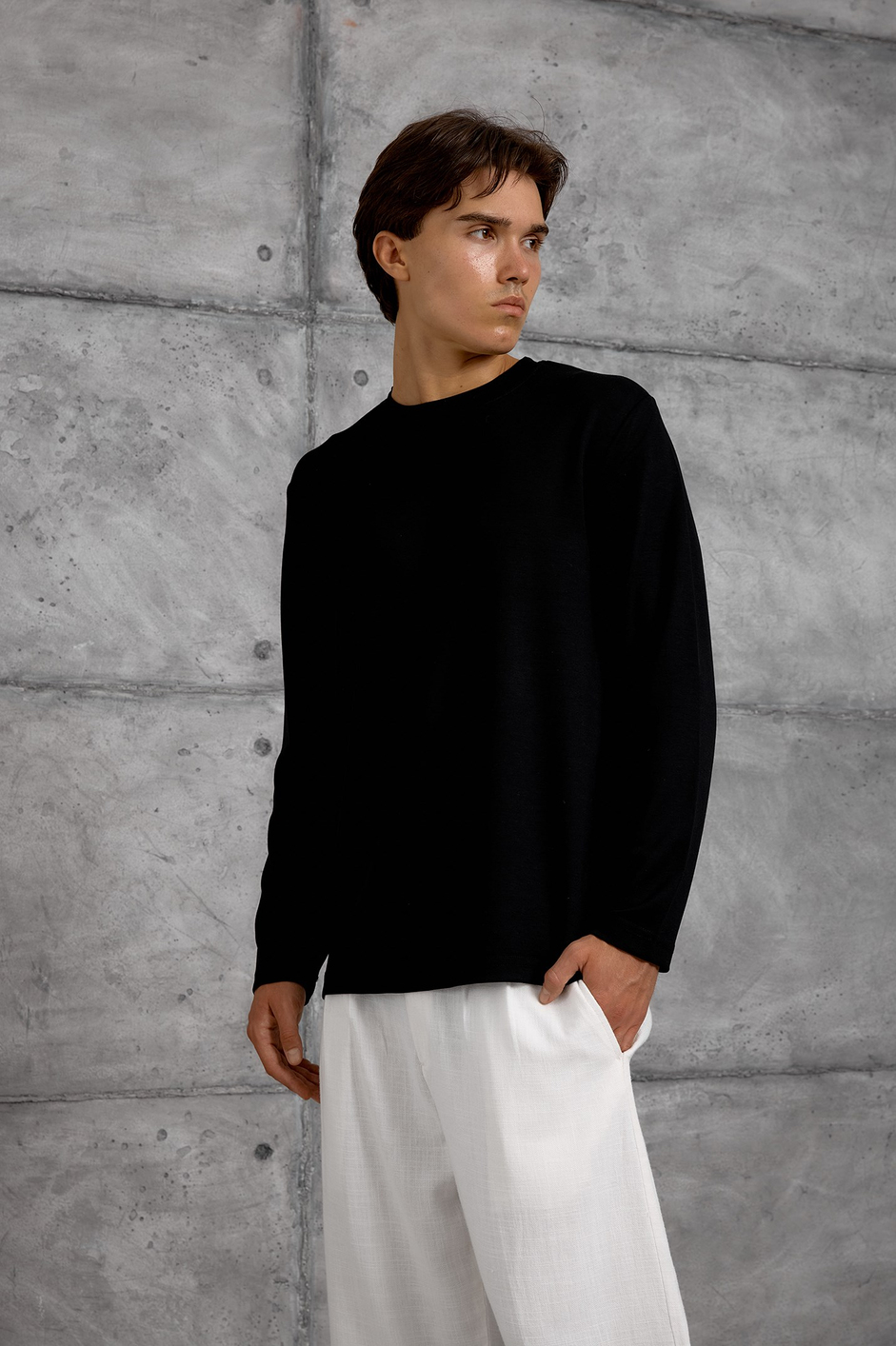 Siyah UZUN KOLLU OYSHO KUMAŞ SWEATSHIRT
