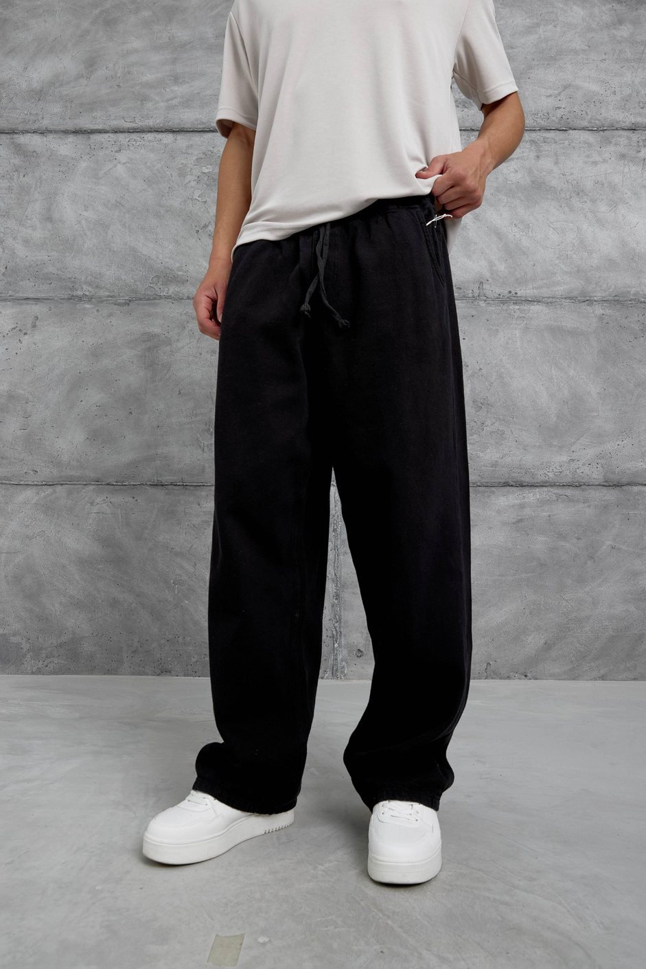 Siyah W11 Bol Kalıp Baggy Pantolon