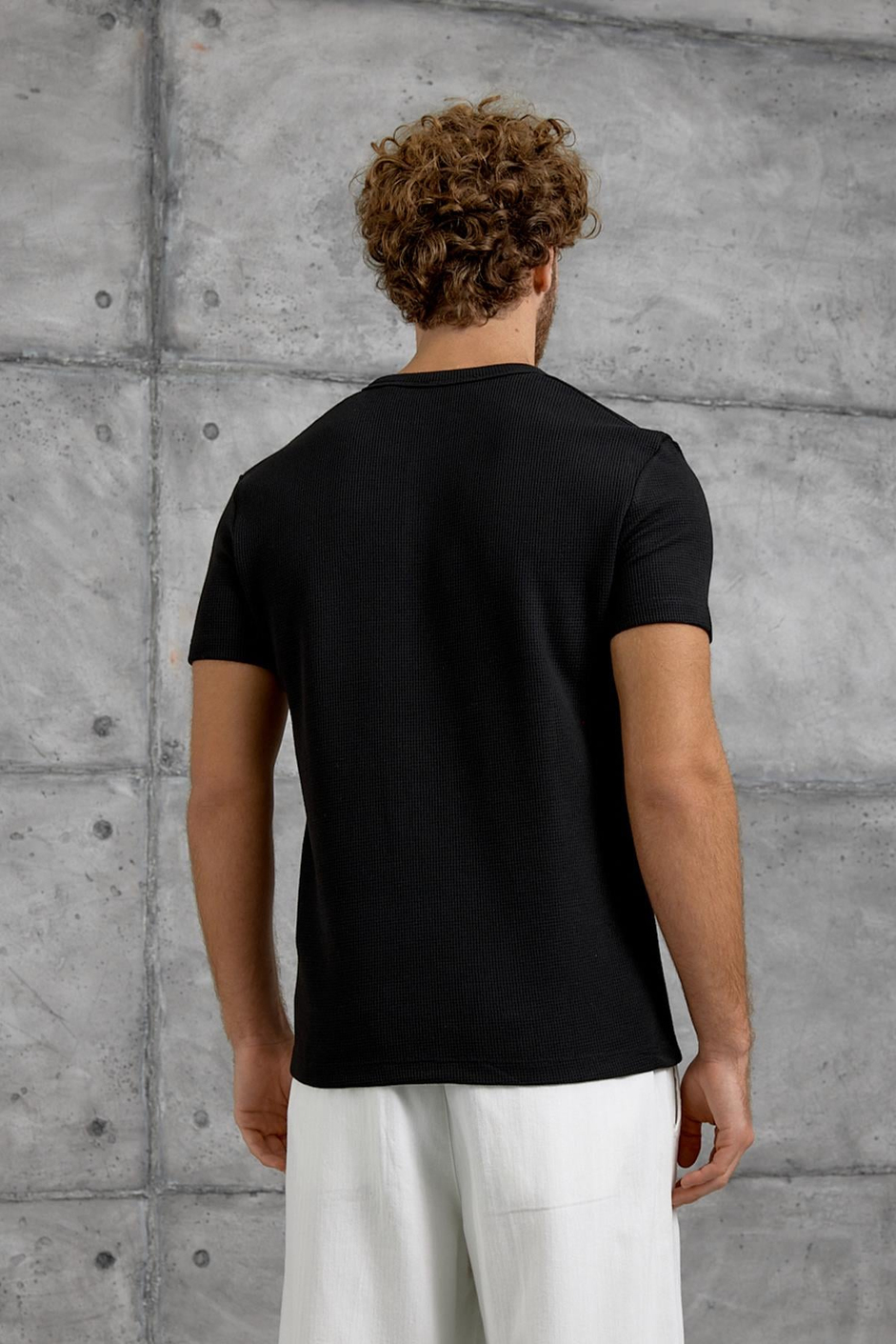 Siyah WAFFLE KUMAŞ TSHIRT