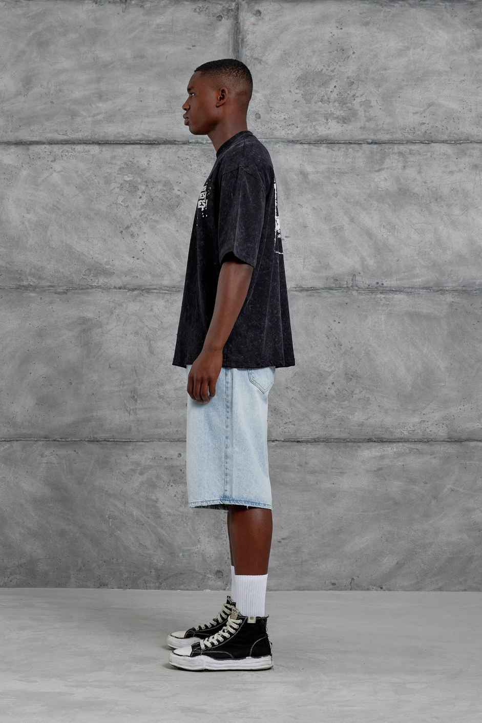 Siyah Yes Yazılı Oversize Tshirt