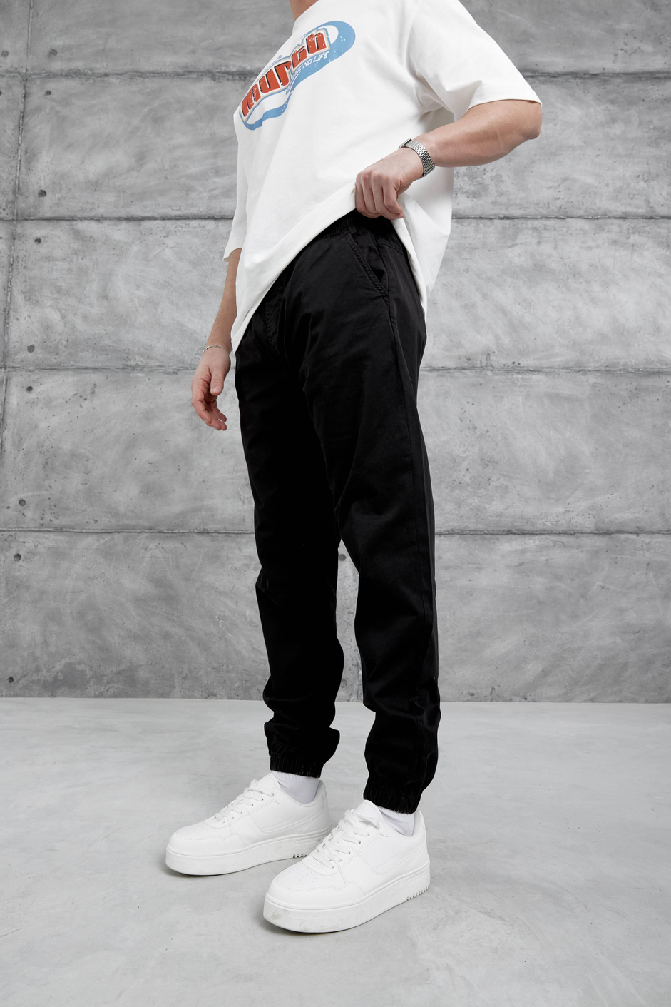 Siyah Yp Paça Lastikli Pantolon