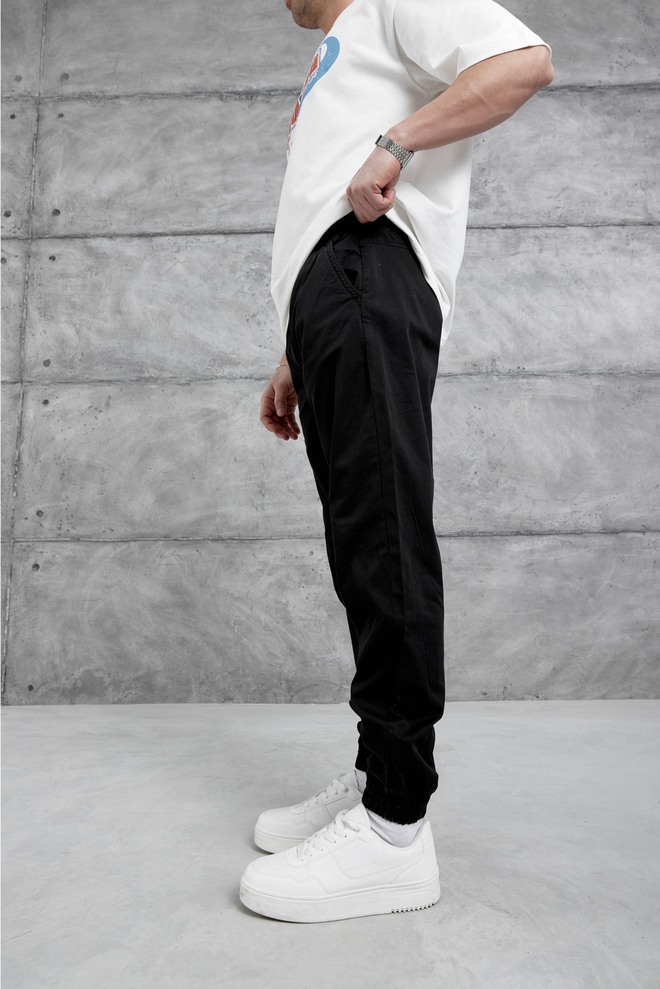 Siyah Yp Paça Lastikli Pantolon