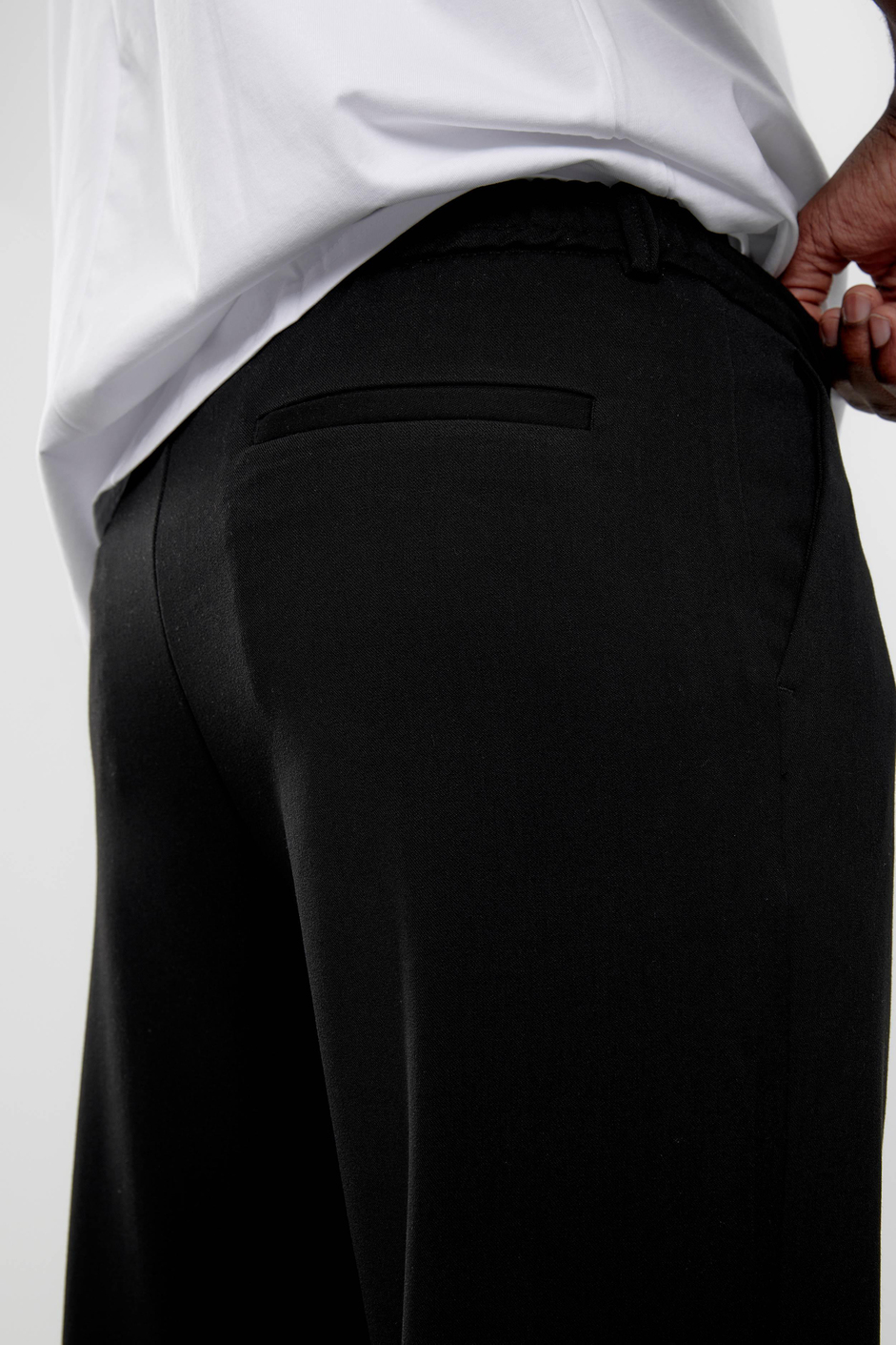 Siyah YP-PAN24066 Kumaş Baggy Pantolon