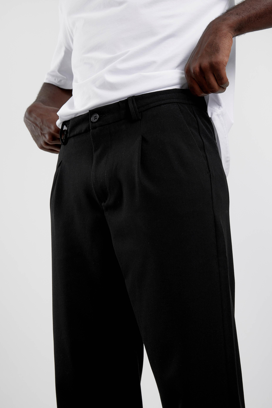Siyah YP-PAN24066 Kumaş Baggy Pantolon