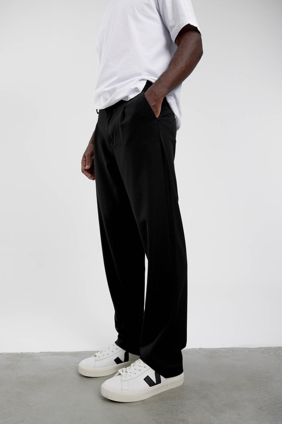 Siyah YP-PAN24066 Kumaş Baggy Pantolon