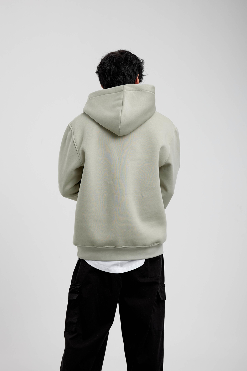 Su Yeşili Yazılı Palmiye Baskılı Kapüşonlu Sweatshirt