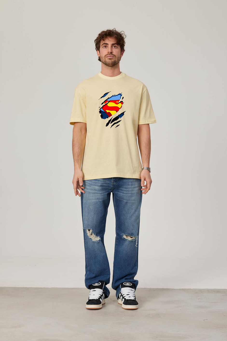Superman Logo Baskılı Sarı Tshirt